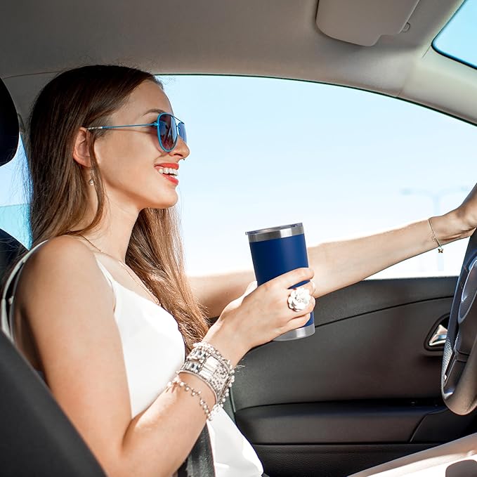 HASLE OUTFITTERS 20oz Tumblers Stainless Steel Mugs with Lid Double Wall Vacuum Insulated Coffee Cups for Cold & Hot Drinks (20oz-Dark Blue, 1 Pack)