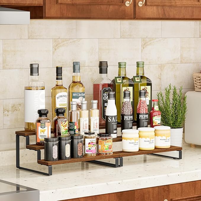 Giikin 2-Tier Wooden Display Stand Riser, Perfume Organizer, Cupcake Stand Holder