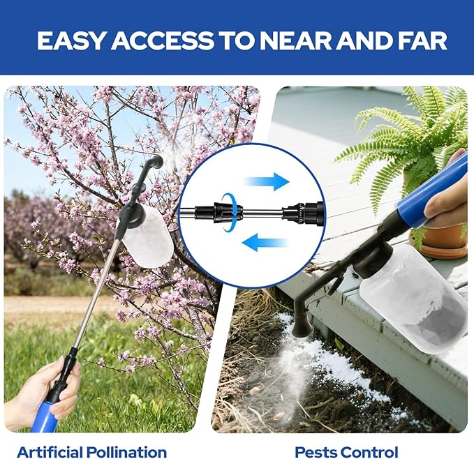Diatomaceous Earth Powder Duster – 250ml Adjustable 17-50 Inch Powder Sprayer with Push-Pull Air Pump, Ergonomic Diatomaceous Powder Applicator Dispenser for Indoor & Outdoor Use
