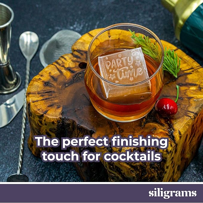 SILIGRAMS Birthday Ice Cube Mold – 2” Custom Whiskey & Cocktail Ice Tray – Personalized Silicone Ice Cube Mold – Fun Gift for Birthdays & Parties – Reusable Celebration Ice Mold
