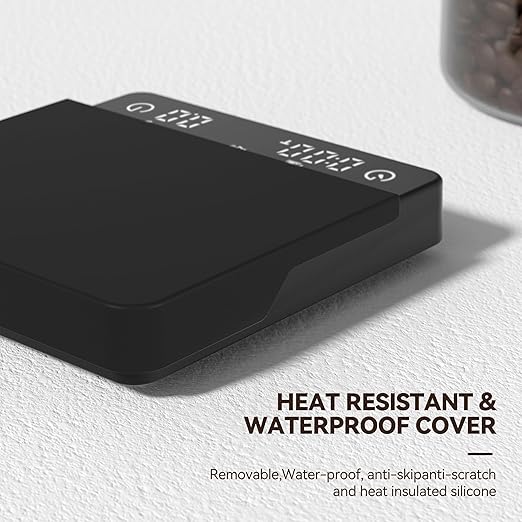 Mini Coffee Scale with Auto Timing, Espresso Scale with Timer, 2kg/0.1g High Precision Scale for Coffee Beans, Black, Rechargeable