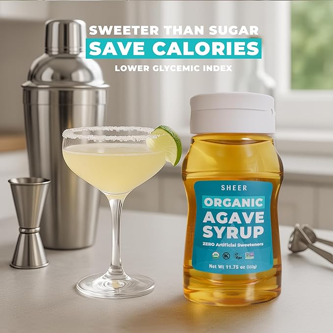 Sustainable Agave Co – Organic Light Agave Nectar – Natural Sweetener & Sugar Substitute – Vegan, Non-GMO, Gluten-Free Syrup for Coffee, Tea, and Baking – 11.75 oz Bottle