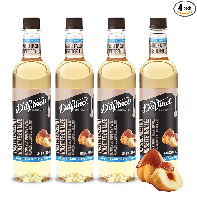DaVinci Gourmet Sugar-Free Original Hazelnut Syrup, 25.4 Fluid Ounces (Pack of 4)