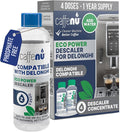 Delonghi Compatible Descaling Solution. 2 Bottles of Descaler Solution. Descaling Kit Removes Limescale For Hotter Coffee. 4 Uses Descaler For Delonghi Coffee Machines.
