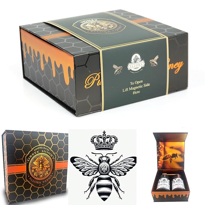 Ellora Farms Organic Honey, Thyme and Orange Blossom Raw Honey Organic Unfiltered, Single Origin Unfiltered Superfood, Includes Wooden Dipper, 1 lb Each, Twin Pack