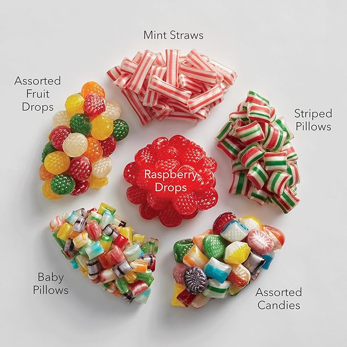 The Swiss Colony 27 Favorites and Traditional Christmas Candy Gift Bundle - Assorted Cheeses, Chocolates, Summer Sausage Meats, Nostalgic Hard Candy, Ribbons, Raspberry Drops and More
