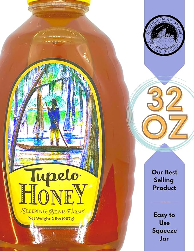 Tupelo Honey 32oz - 2 pound -Two pound Jar- from Sleeping Bear Farms Beekeepers in the Florida Apalachicola River Basin
