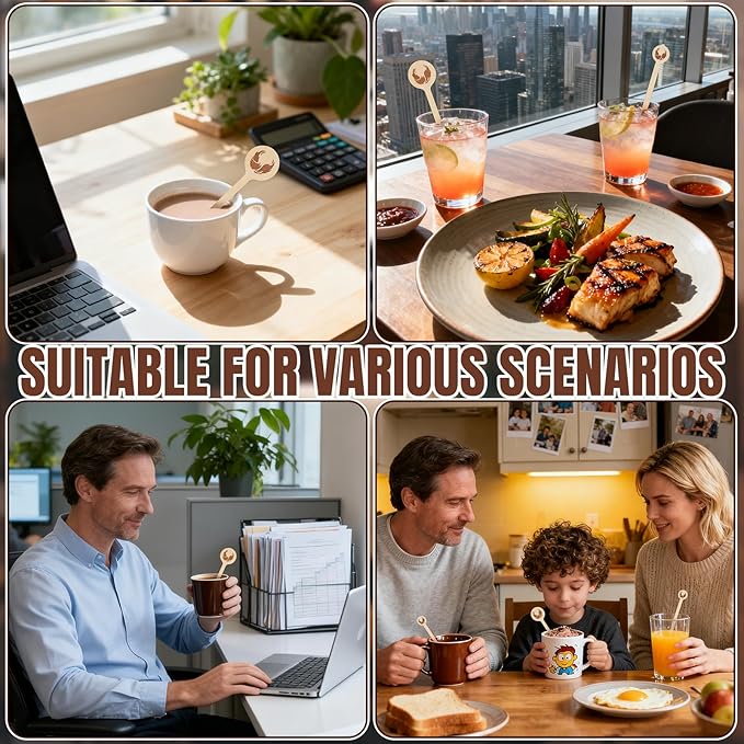 100Pcs Coffee Stirrers- 7.1 Inch Coffee Stir Sticks, Natural Wooden Coffee Stirrers With Round Ends, Disposable Biodegradable Cafe Grade Wood Beverage Mixer for Coffee Cocktails Milk Tea