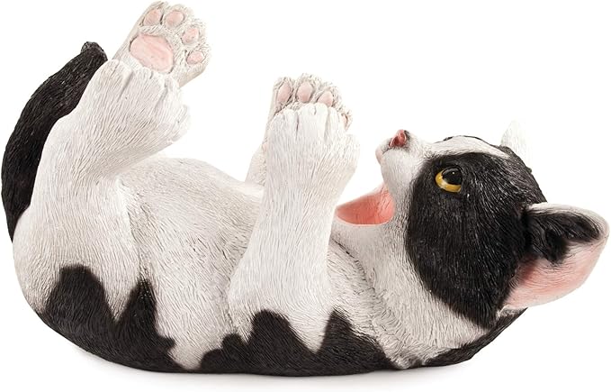 True Klutzy Kitty Cat Countertop Wine Bottle Holder Kitchen Decor Tabletop Wine Rack Animal Stand for Cat Lovers and Pet Owners, Black and White, Set of 1