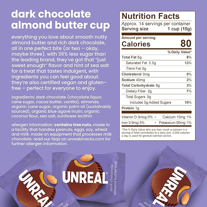 UNREAL Cups Variety Pack | Value Size Bags | Less Sugar, Fair Trade, Non-GMO | No Corn Syrup, Sugar Alcohols, Soy