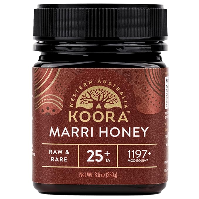 KOORA Marri Honey TA 25+ (MGO 1197+ Manuka Honey Rating Equiv.) Low GI, Raw Medicinal Honey for Daily Health & Immune Support, from the Ancient Wild Forests of Western Australia, 8.8 oz