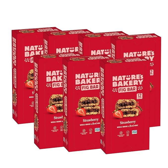 Nature’s Bakery Whole Wheat Fig Bars, Strawberry, Real Fruit, Vegan, Non-GMO, Snack bar, 7 boxes with 12 twin packs (84 twin packs)