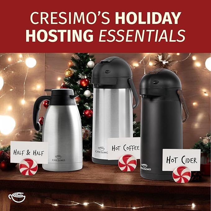 68oz Thermal Coffee Carafe Bundle - 12 Hours Coffee Dispenser, Insulated Stainless Steel Hot Chocolate Dispenser for Parties - Coffee Carafes For Keeping Hot Beverage Dispenser, Coffee Dispenser & Tea