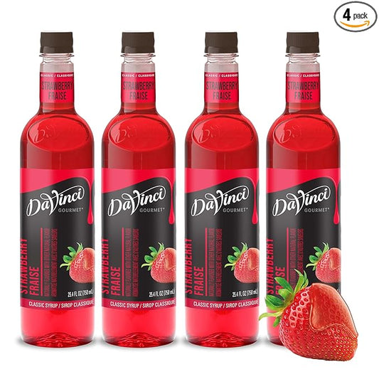 DaVinci Gourmet Classic Strawberry Syrup, 25.4 Fluid Ounces (Pack of 4)