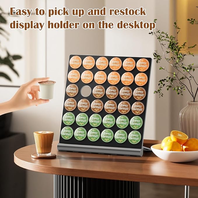 Coffee Pods Holder Organizer Compatible with K cup,36 Pods Large Capacity Coffee Pod Storage Organizer Compatible with keurig pods, Space Saving K-Cups Organizer for Kitchen Office Coffee Bar
