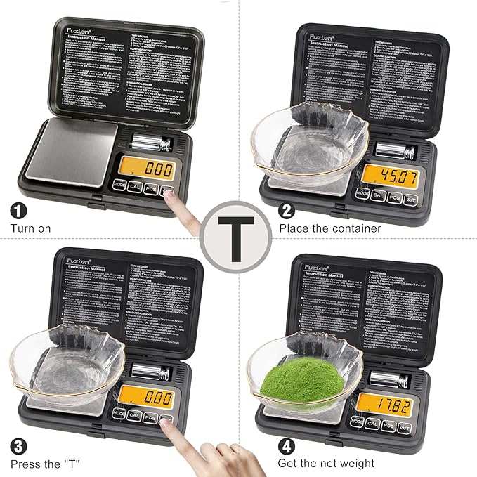 Fuzion Digital Pocket Scale 200g/0.01g, Scale Gram with LCD Display, Tare and PCS, Mini Digital Scale with 50g Calibration Weight for Jewelry, Coins, Powder, Herbs, Spices (Battery Included)