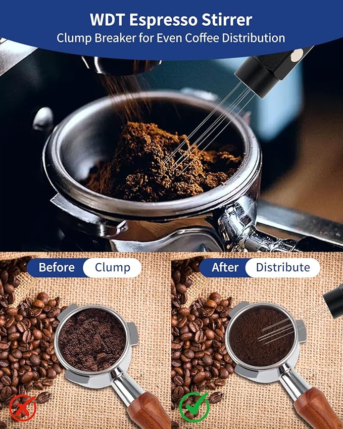 7 Pack 54mm Espresso Accessories – Tamper Station, Coffee Distributor, WDT Tool, Tamping Mat, Dosing Funnel, Brush & Puck Screen – Barista Tools Kit for Espresso Machines at Home or Cafe