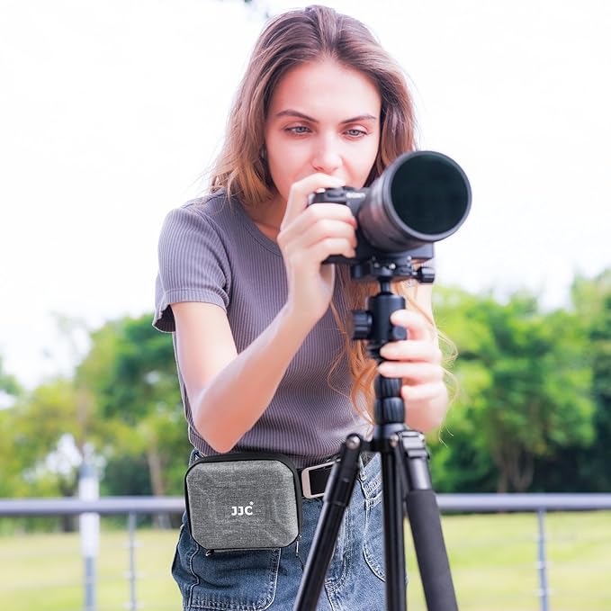 JJC Durable Hard Shell Lens Filter Case Up to 95mm, 4 Pockets Lens Filter Holder Bag with Belt Loop and Wrist Strap, Camera Lens Filter Storage Case Carrying Pouch for Filter Round Filter ND UV CPL