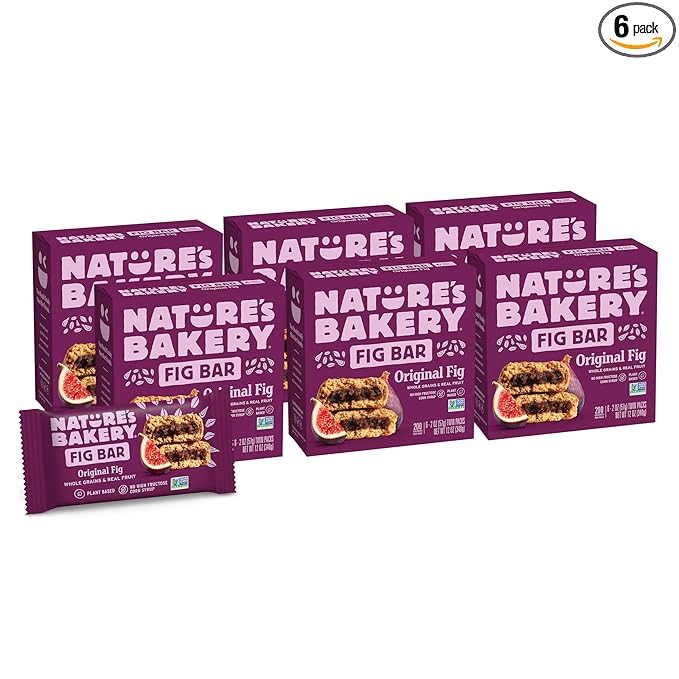 Nature’s Bakery Whole Wheat Fig Bars, Original Fig, Real Fruit, Vegan, Non-GMO, Snack bar, 6 boxes with 6 twin packs (36 twin packs)
