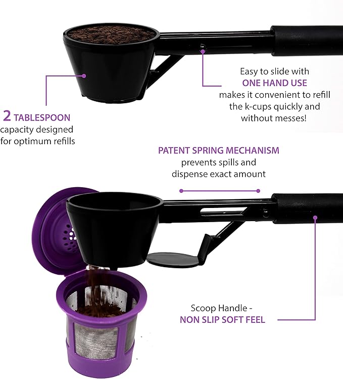 Reusable K Cups Coffee Filter Pod for Keurig 1.0 & 2.0 Machines - Coffee Scoop Funnel and 3 Pack K Cup Filters - Universal Refillable KCups - Fits K-Duo, K-Classic, K-Elite, K-Select, K-Cafe Brewers