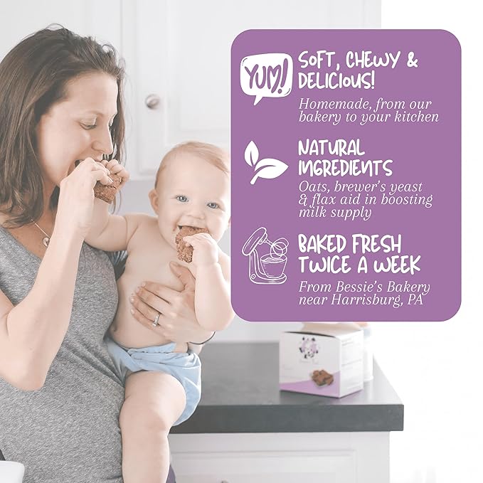 Bessie’s Best Lactation Cookies | Lactation Support | Oatmeal Peanut Butter Chocolate Chip | Increase Milk Supply | Breastmilk Boosting Cookies | Breastfeeding Snacks | 3 Dozen