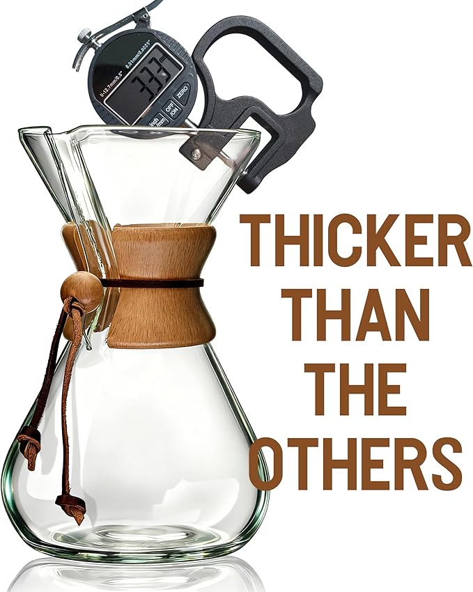 AGOGO Pour Over Coffee Maker Glass - 6/8/10 Cup Barista Kit with 304 Stainless Filter for Home, Office, Camping, Cafes - Easy Clean Coffee Dripper Set (Rag&Brush Included) (10 Cup/34oz)