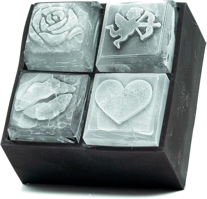 SILIGRAMS Love Ice Cube Mold – 2” Custom Whiskey & Cocktail Ice Tray – Personalized Silicone Ice Cube Mold – Romantic Gift for Couples, Weddings & Anniversaries – Reusable Ice Mold