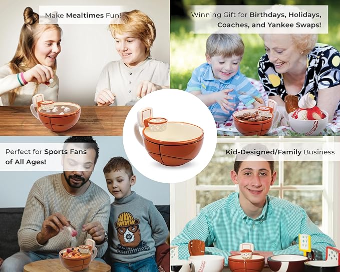 MAX'IS Creations The Mug with a Hoop Basketball Mug Funny Ceramic Coffee Mugs Cereal Bowl Sports Coach Kids Basketball Gifts for Boys 8-12 12-14 Girls Stuff Accessories Mini-Hoop for Kids, 16oz