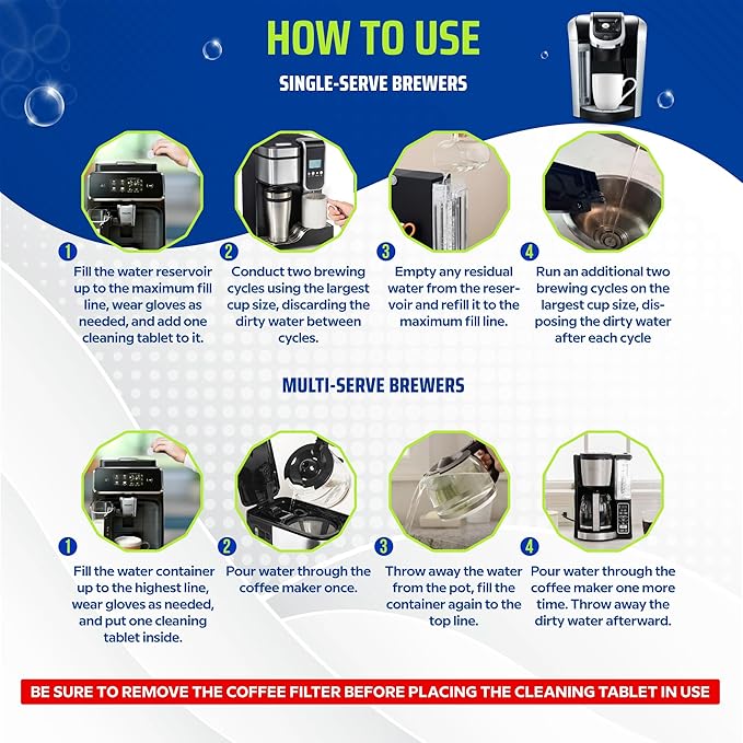 True Fresh Coffee Machine Descaler & Cleaner Tablets - 24 Count, Uses for Keurig, Breville, Miele, Delonghi, Ninja, Nespresso, Coffee Maker Pot cleaning Tabs, Descale Drip Coffee & Espresso Machines