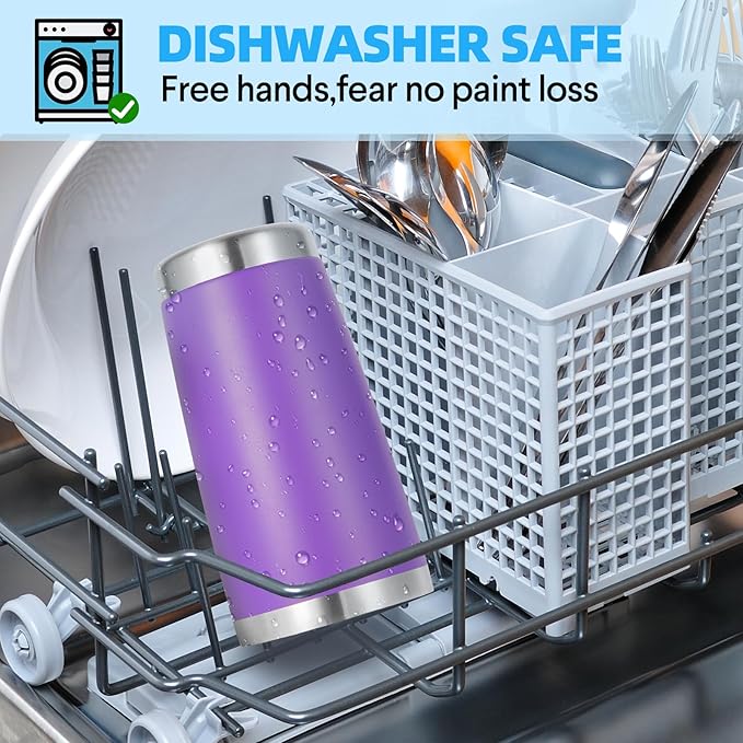 Volhoply 20oz Stainless Steel Tumbler with Lid and Straw Bulk 12 Pack,Double Wall Insulated Travel Iced Coffee Mug Fits Cup holder,Powder Coated Cups for Hot/Cold Drinks,Christmas Gifts（Purple,12 Set）