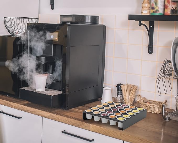 MyLifeUNIT K Cup Organizer Drawer Countertop Wall Mounted K Cup Holder, 50 Pod Capacity Coffee Pod Storage Holder for Coffee Station, Office and Kitchen, 2 Pack, Black (2 Pack)