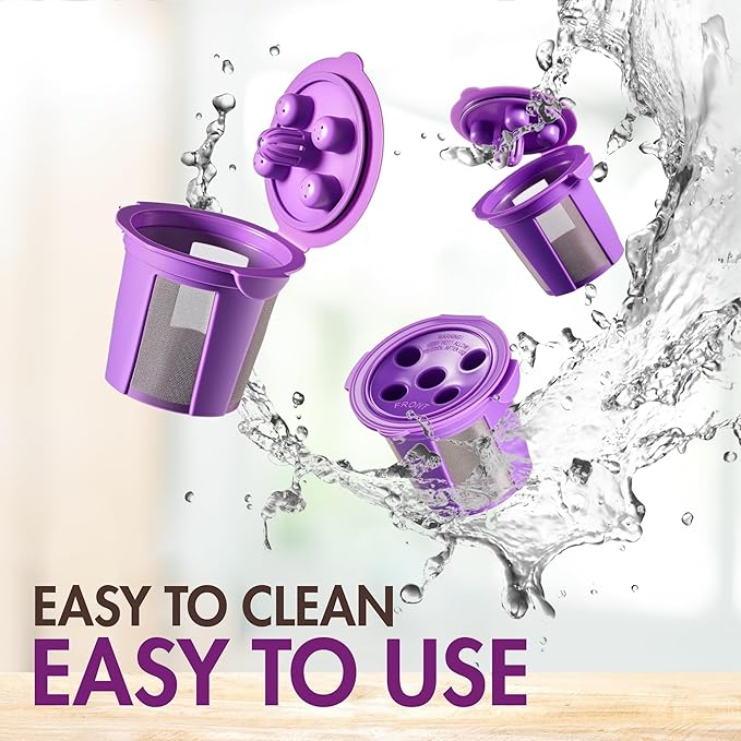 Reusable Mesh Coffee Filter Basket for Keurig K Duo Coffee Maker (Gen 2) and Keurig K-Duo Essentials, With 2 Refillable K Cups Pod by PureHQ - Gold Tone Carafe Replacement Filter - Value Pack