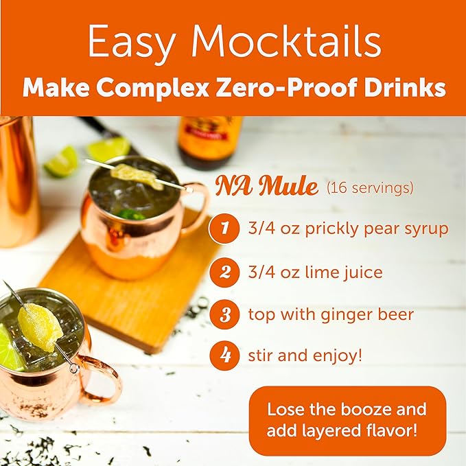 Shaker & Spoon Spiced Prickly Pear Syrup, 16oz Hibiscus Flowers & Cinnamon Flavored Syrups for Drinks, Margarita Mix Alternative, Vegan Craft Cocktail Syrup for Mocktails, Non Alcoholic Drinks