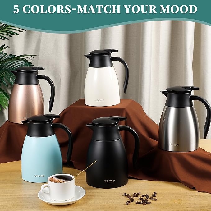 34 Oz Thermal Coffee Carafe, Stainless Steel Insulated Vacuum coffee crafts to keep coffee hot, 1 Liter Tea Water Coffee and Beverage Dispenser (Blue)