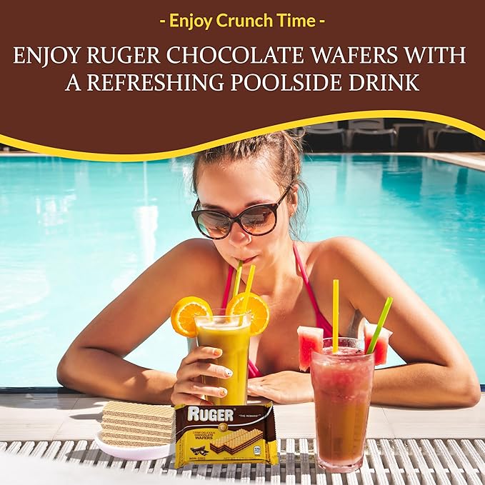Ruger Wafers Austrian Chocolate Wafers, 2.125 Ounce (Pack of 12) - Crisp, Creamy, Delicious Chocolate Treats with Natural Ingredients and Extended Shelf Life, Perfect for Snacking, Desserts, and Anytime Indulgence