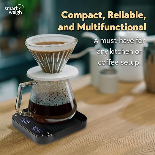 Smart Weigh Coffee Scale 3000g x 0.1g High Precision Sensors Accurate Scale for Espresso Pour-Over Coffee Digital Kitchen Food Scale for Baking Portable Kitchen Scale with LED Display