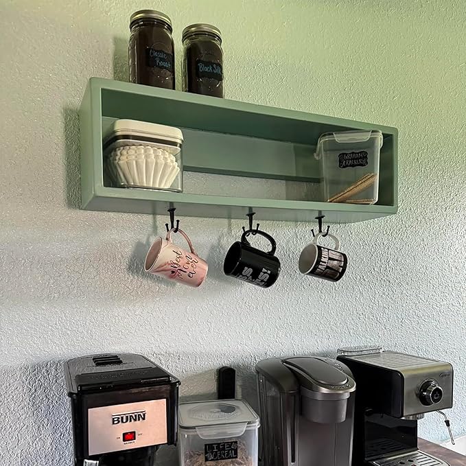Mug Hook Under Kitchen Cabinet/Shelf 20Pcs Double Prong Ceiling Hanger Hang 40 Coffee Cups Black Display Mug Utensils Holder Rack for Office Cafe Bar Closet Bathroom Laundry Room