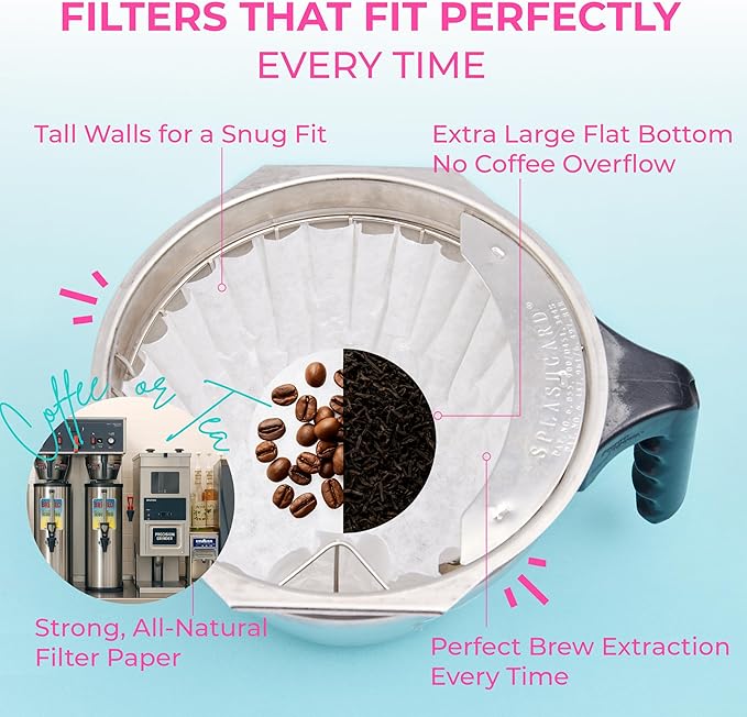 Katy's Extra Large Coffee Filters - (12.5” x 4.5” Inch) For 1.5 to 3 Gallon Commercial Machines - Premium Quality, Tall & Wide, No Ground Overflow - Restaurant & Cafe Use (250-Count Bulk Pack)