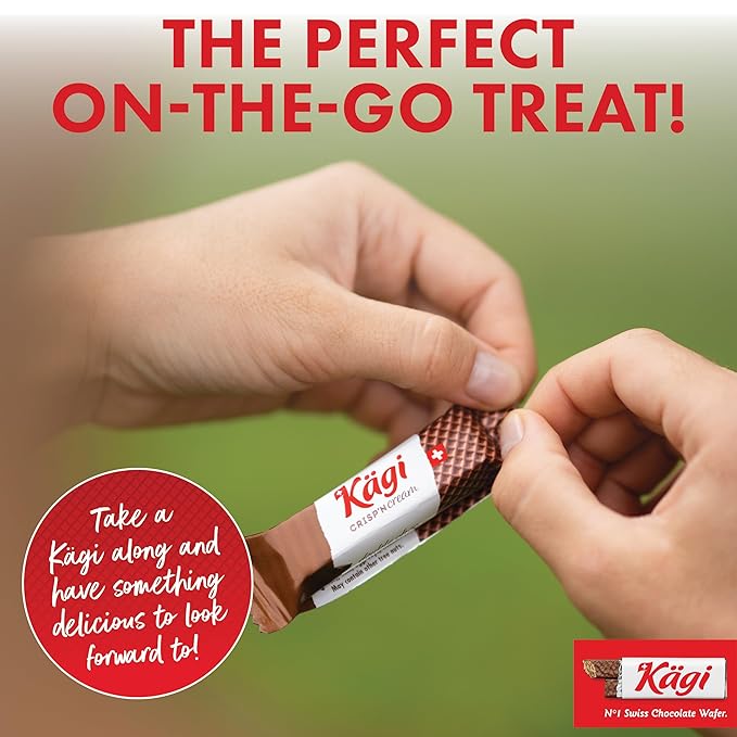 Swiss Milk Chocolate Mousse Filled Wafers by Kägi, Individually Wrapped Snacks, Chocolate Gift, Kägi Crisp'n Cream, Milk and Choco Cream, 4-Pack, 88g Bags