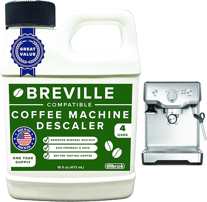 Breville Espresso Machine Compatible Descaler - 1 YEAR SUPPLY - Concentrated Descaler for Breville - 16 oz Coffee Maker Cleaner for Breville, Nespresso, Delonghi, Espresso Machine - 4 Uses