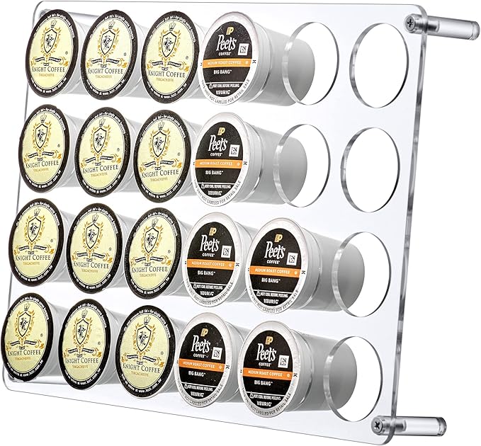 Amazing Abby 2-Pack 24-Slot Flat Acrylic Coffee Pod Holder, Large-Capacity Plastic Coffee Capsule Storage, BPA-Free and Shatter-Proof, Great for Use on Countertop or in Drawer, Up to 48 Keurig K-Cups