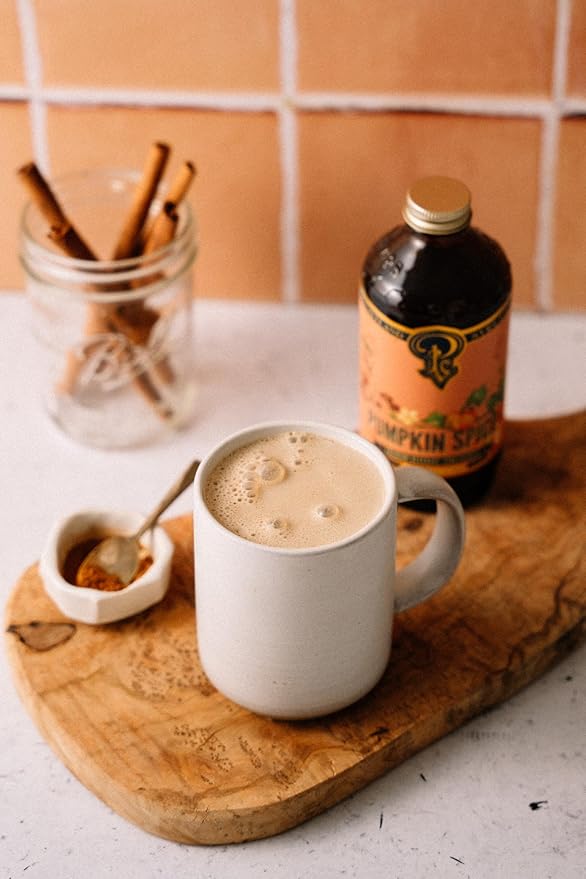 Portland Syrups Pumpkin Spice Syrup - Organic Pumpkin & Ginger Coffee Syrup for Lattes, Mocktails, & Baking - Rich Flavor - Organic Cane Sugar - Natural Ingredients - 12 oz Bottle, 12 Servings