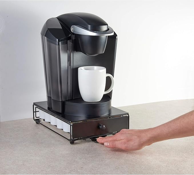 Nifty Solutions Capacity Nifty Rolling Mini Black Finish, Compatible with K-Cups, 24 Pod Pack Holder, Compact Under Coffee Pot Storage Drawer, Slim Home Kitchen Counter Organizer