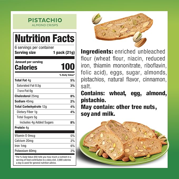 Nonni's THINaddictives Almond Thin Cookies - 3 Boxes Pistachio Almond Cookie Thins - Sweet Crunchy & Chewy Almond Cookies - Biscotti Individually Wrapped Cookies - Kosher Coffee Cookies - 4.4 oz
