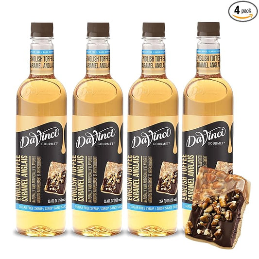 DaVinci Gourmet Sugar-Free English Toffee Syrup, 25.4 Fluid Ounces (Pack of 4)
