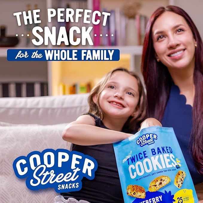 Cooper Street Twice-Baked Blueberry Lemon Biscotti Cookies (16 oz Pack of 2) – Over 50 Biscotti per Bag Loaded with Real Fruit, Traditional Italian Style Snacks - Dairy, Peanut & Soy Free, Kosher