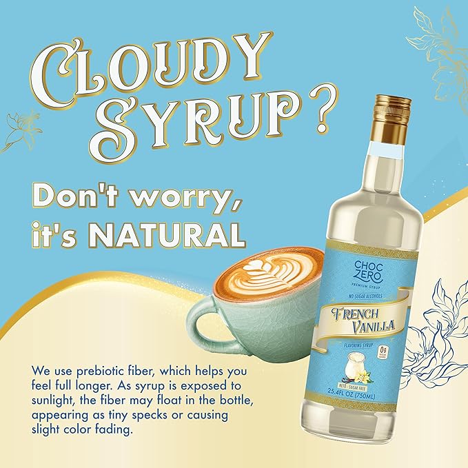 ChocZero French Vanilla Coffee Syrup – Sugar Free Coffee Flavoring, Keto Friendly, Low Carb, No Sugar Alcohols – Vegan, Gluten Free, Non-GMO – 25.4 Fluid Ounces