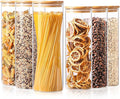 ComSaf Glass Food Storage Jars Set of 6, Tall Glass Storage Containers with Lids, Spaghetti Jar, Canisters Set for the kitchen, Pasta, Flour, Nuts, Oat, Coffee and Sugar Container, Pantry Organization