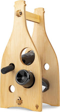 KAKALI Freestanding Wooden Wine Rack - Wood Wine Bottle Rack - Free Standing Bottle Storage - Countertop Racks for Bottles - House Warming Gifts for Casual Drinkers, 4 Bottle Storage