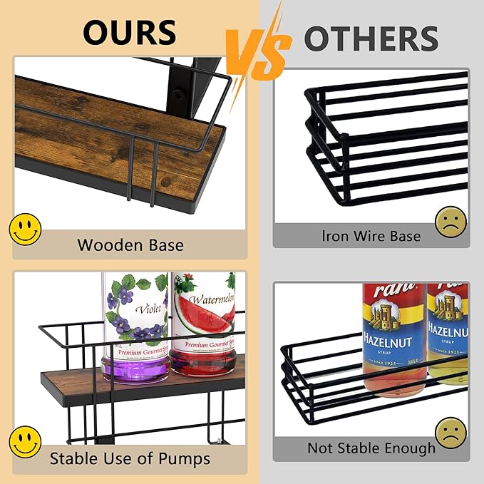 Alyoen Coffee Syrup Rack Organizer, 8 Bottles Syrup Holder Stand for Coffee Bar, Small Coffee Bar Organizer Shelf, Coffee Station Organizer for Countertop Wine, Liquor